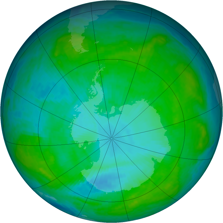 Antarctic ozone map for 17 January 1988